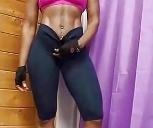 Ebony workout creampie