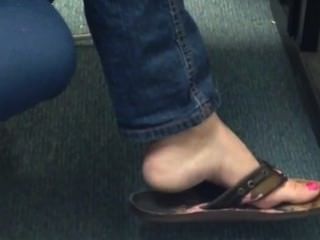 Candid feet flip flops