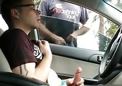 best of Parking she took car cum on in Blowjob face and