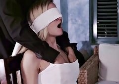 Slut wife blindfolded tied
